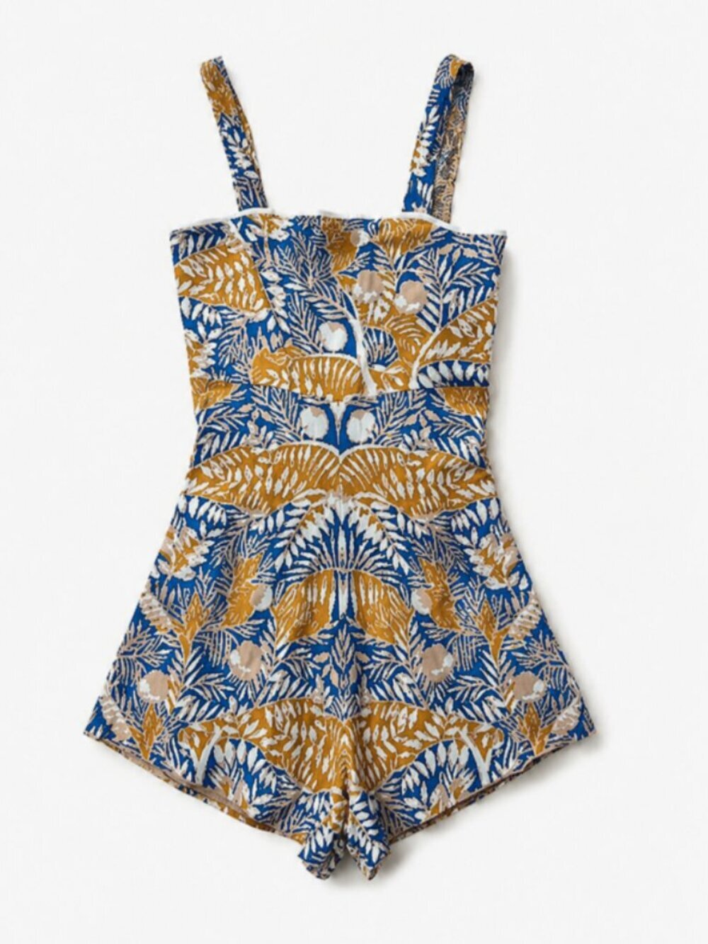 STAUD LAND AND SEA SQUARE NECK ROMPER GOLD BLUE Medium $255
